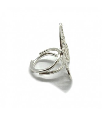 R001853 Stylish Sterling Silver Ring Solid 925 Adjustable Size Filigree Butterfly